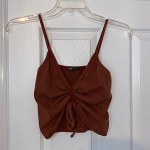 Zara Rouched Tie Front Tank Top